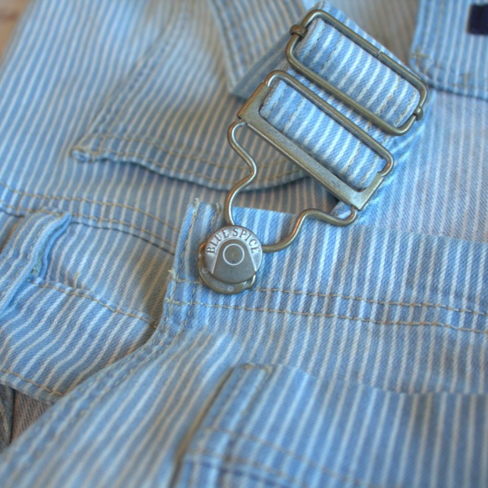 Blue Spice | Striped Overall Shorts | Denim Overalls - Picture 4 of 6